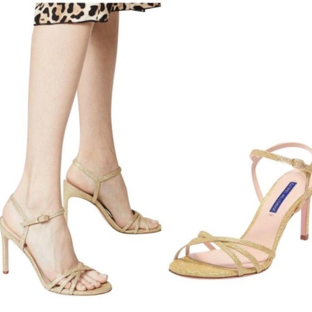 Stuart Weitzman Starla 80 Metallic High-Heel Sandals Elegant Size 8.5 Nw